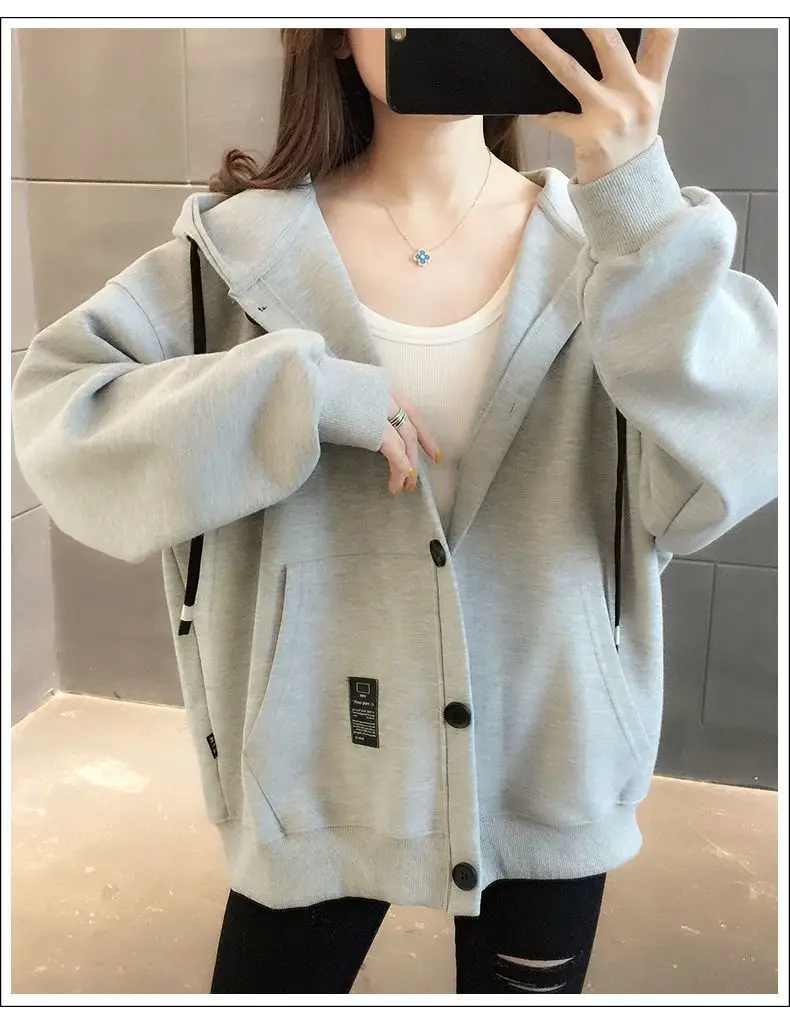 Women's Hooded Sweatshirt Jacket 2024 New Item Women's Loose Autumn/winter Versatile Top Cardigan