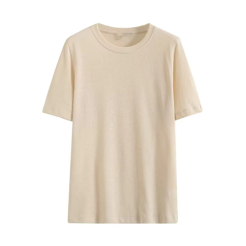 Dave&Di Summer Japanese Solid Simple Basic Fashion T-shirts  Ladies Round Neck Linen Tshirts Women Casual Top