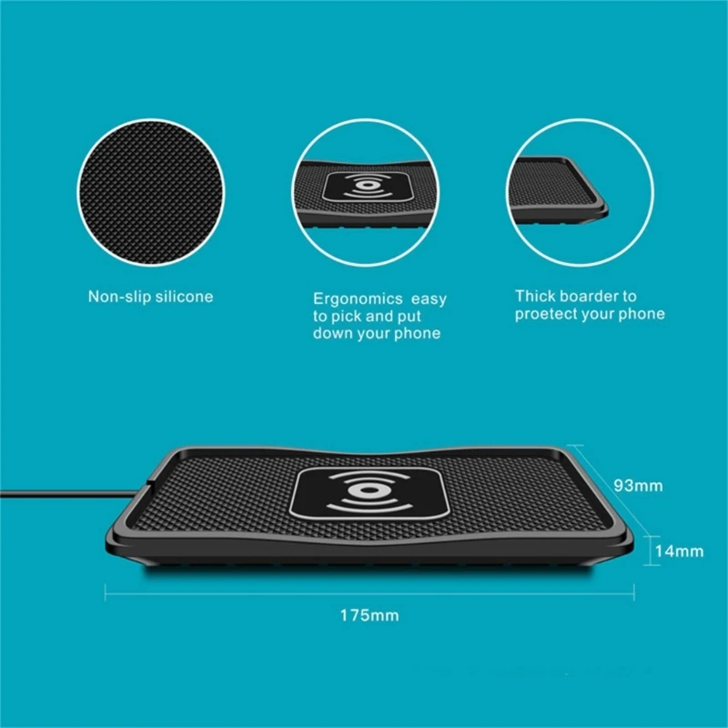 15W Car Wireless Mats Silicone NonSlip Pad for Smartphones Fast Charging