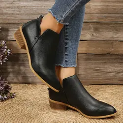 Women British Style Solid Color Low Top Flats Zipper Backstrap Thick Heel Thin Style for All Seasons Size 36-43 Shoes for Women