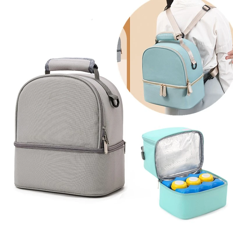 Tragbare Doppel Schicht Kühler Mittagessen Tasche Oxford Tuch Thermische Isoliert Picknick Lebensmittel Bento Tote Container Mama Taschen für Frauen