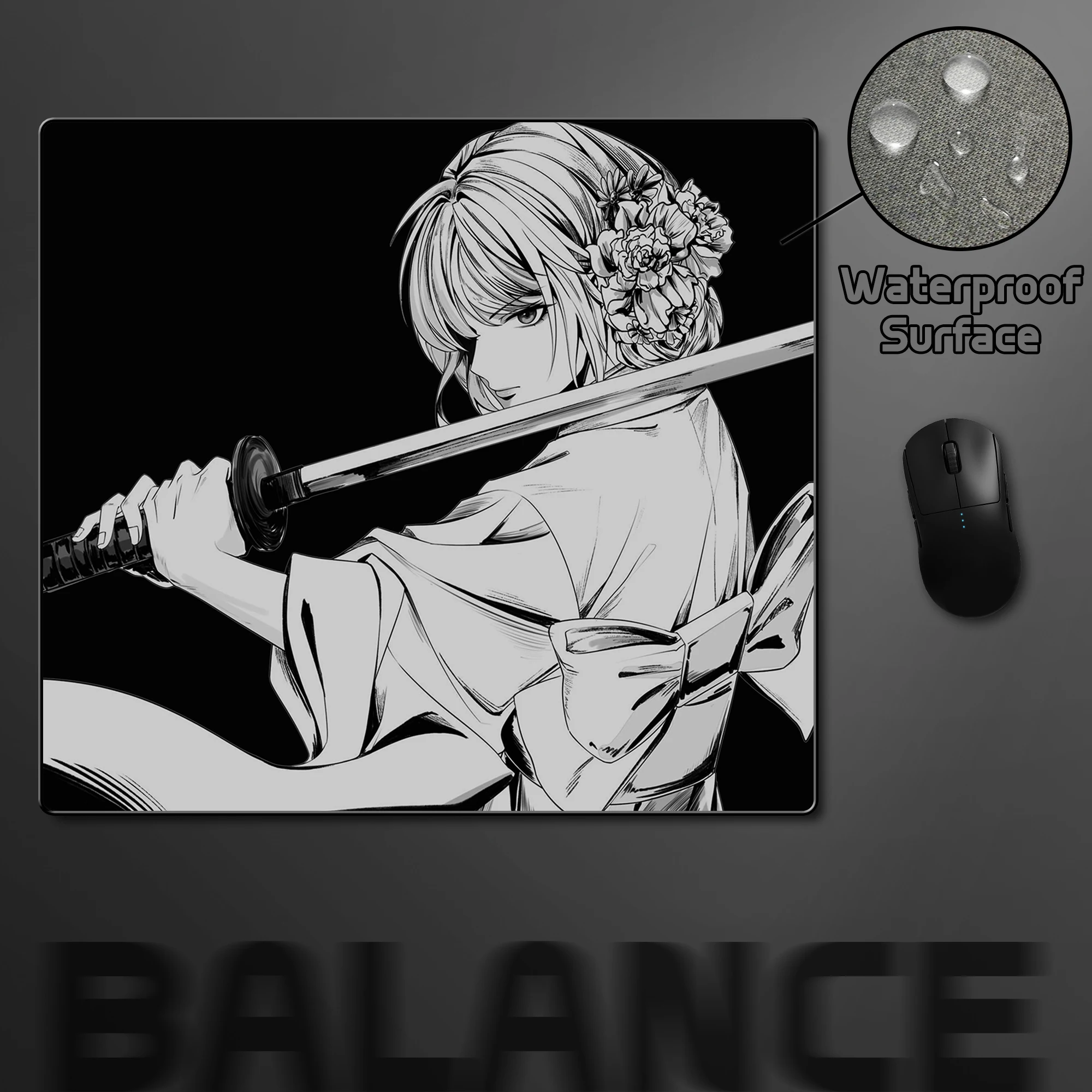 

Female Samurai E-Sports Mouse Pad Game Professional Ultrafine Surface Balance FPS Gamer Mousepad Waterproof Mouse Mat 45*40cm