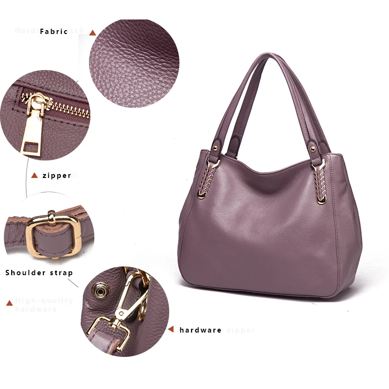 Nuova borsa da donna con grande capacità e semplice borsa in pelle bovina con strato superiore