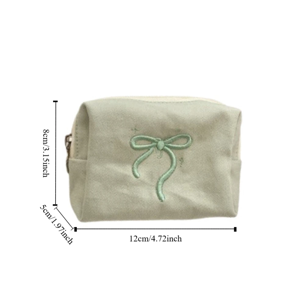 المحمولة القوس محفظة نسائية للعملات المعدنية Bowknot الكورية نمط منديل صحي حقيبة التخزين سستة الحقيبة مع شريطة من الدانتيل لطيف صفر المحفظة