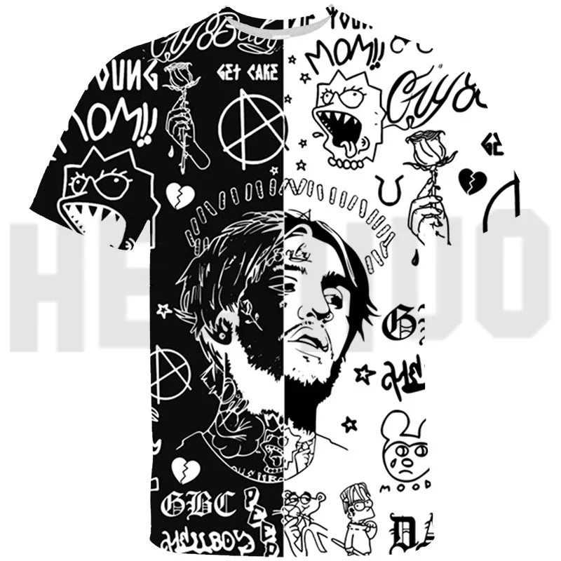 Hot Hip Hop Lil Peep Oversized T Shirt Fashion Y2K Women Loose Tees 3D Rapper Lil Peep Graphic T Shirts Children Short Tshirt