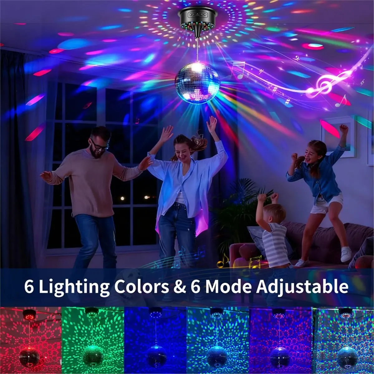 Fits for Disco Ball Motor with Remote &Disco Lights-30 Bright RGB LEDs for DJ Party Home Bands Christmas Wedding Camping