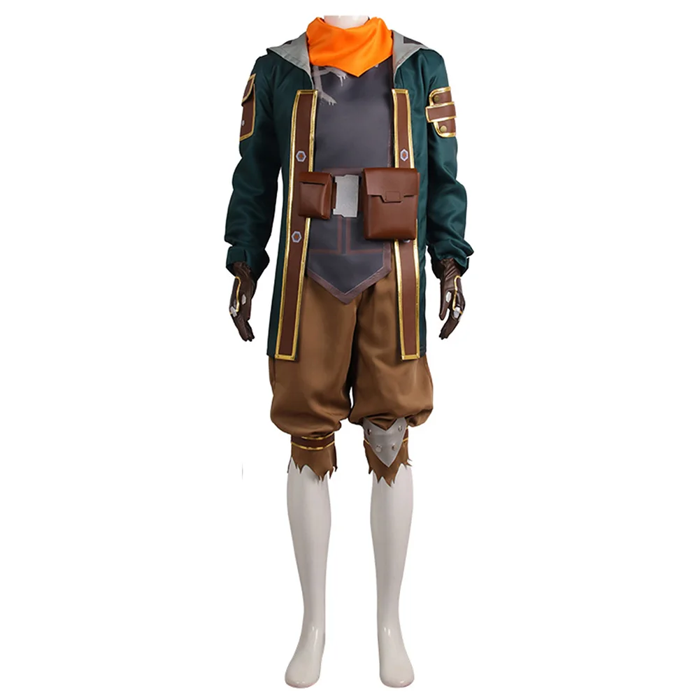 Ekko Costume Cosplay Gioco LoL Acrane Uniforme Camicia da uomo Cappotto Pantaloni Borsa Abiti Vestire Halloween Carnevale Festa Gioco di ruolo Vestito