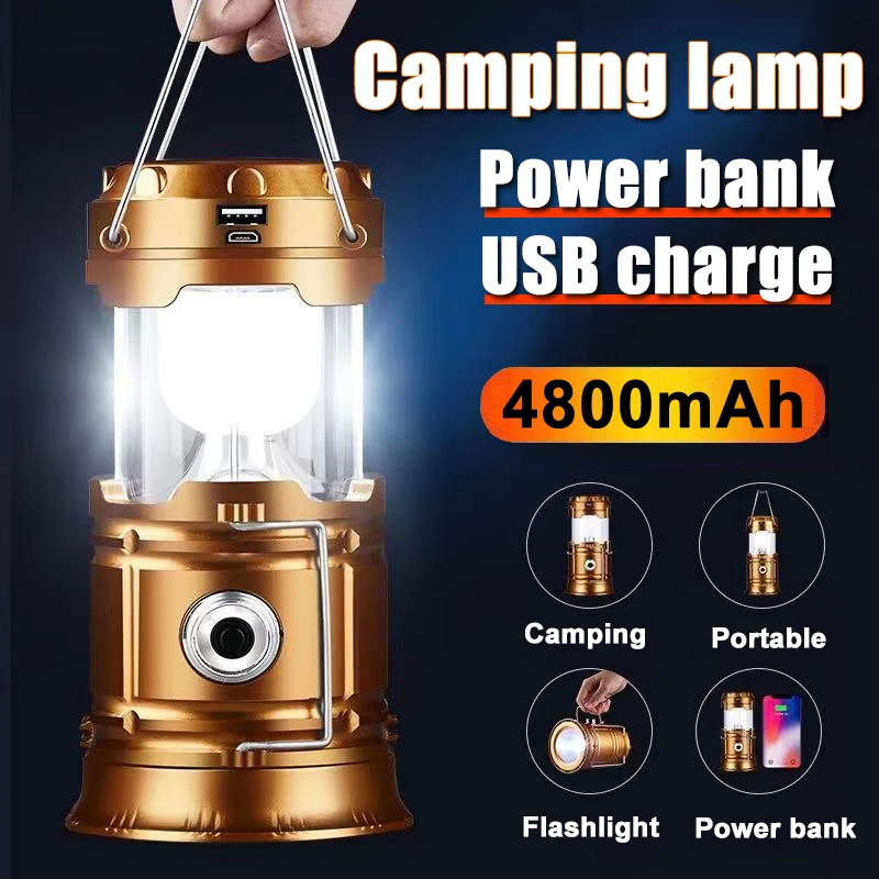 Solar LED Portable Lantern Telescopic Torch Lamp Multi-function Outdoor Camping Emergency Tent Lamp Outdoor Lighting