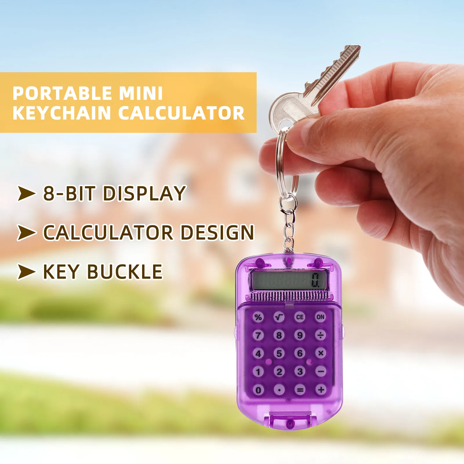 3Pcs Mini Calculator Keychain Portable Pocket Calculator for Students Office Use Clear Screen 20-Key Basic Arithmetic Percentage
