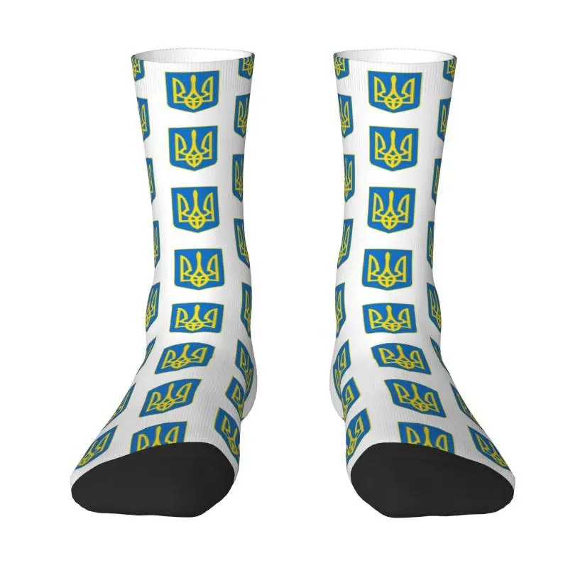 Coat Of Arms Ukraine Flag Mens Crew Socks Unisex Novelty Ukrainian Emblem Trident Spring Summer Autumn Winter Dress Socks