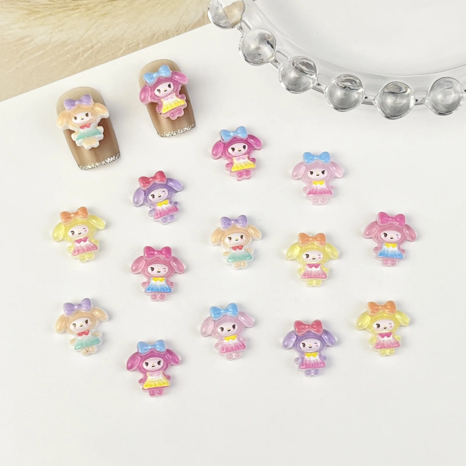 

20Pcs New Cartoon Nail Accessories Cute and Charming Night Glow Melody DIY Resin Jewelry Design Nail Accessories