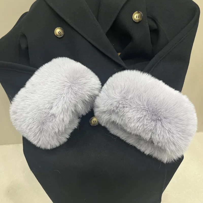 Faux Fur ข้อมือสําหรับเสื้อแจ็คเก็ตแฟชั่นแขนอุ่น Furry ข้อมือหรูหราหญิง Thicken Warm Plush สายรัดข้อมือ Windproof