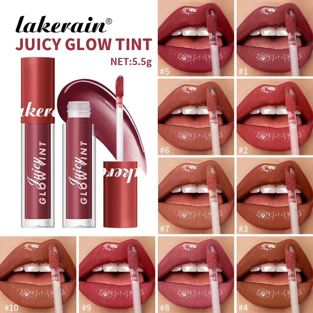 ลิปกลอส Lakerain 10 สี เนื้อกระจก เงางาม ฉ่ำวาว เนียนนุ่ม เบาสบาย ชุ่มชื้นยาวนาน
