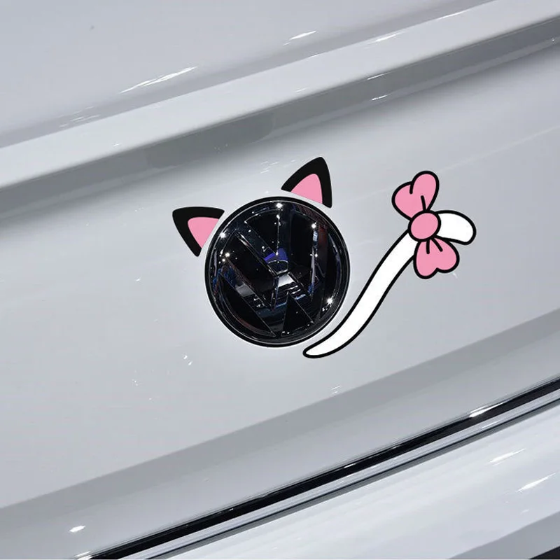 2PCS Logo Decorative Stickers Creative Body Stickers Cute Rabbit Ears Cat Tail Personality Decorative Logo Modified Car Stickers