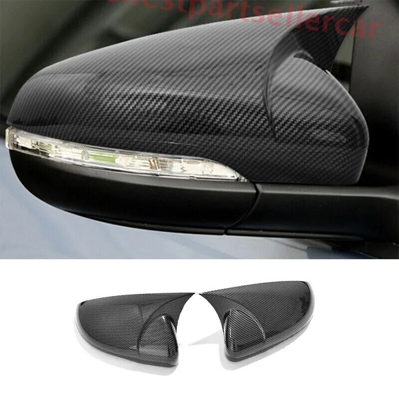 For VW Beetle 2012-2019 Carbon Fiber Rear View Side Door Mirror Cover Trim 2PCS