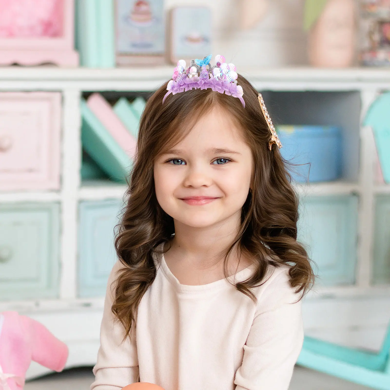 

Корона-тиара «Принцесса-русалка» с ракушками для вечеринки, дня рождения, костюмированного косплея, головной убор для игр