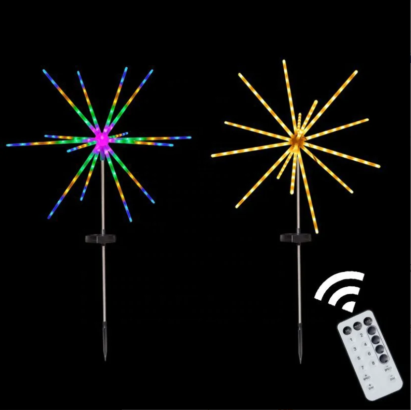 

Solar Firework Meteor Lights Outdoor Solar Garden Decorative Starry Starburst Lights with Remote, 8 Modes Landscape Path Lights