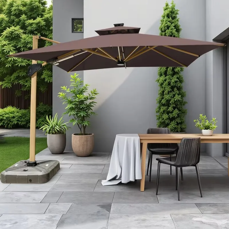 

Электрический сверхмощный консольный зонтик 360° ° Вращающийся зонт от солнца для отелей и ресторанов