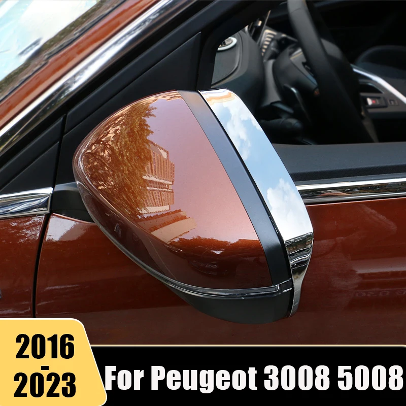 

For Peugeot 3008 5008 GT 2016-2020 2021 2022 2023 Car Rearview Mirror Eyebrow Rainproof Rain Protector Trims Cover Accessories