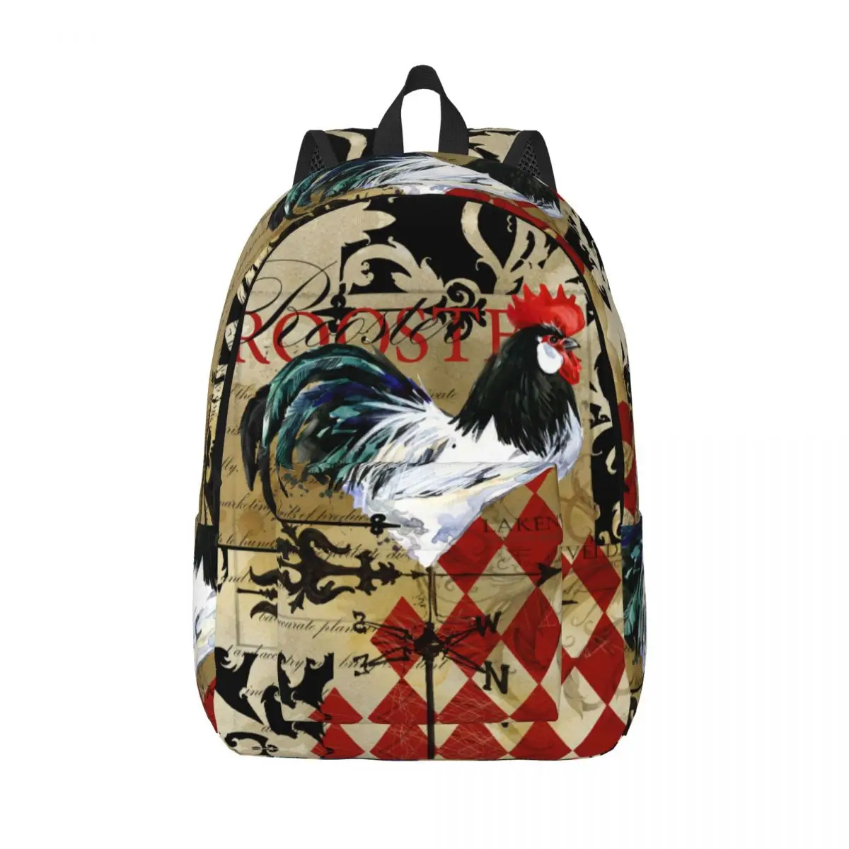 Domestic Farm Rooster Backpack Unisex Travel Bag Schoolbag Bookbag Mochila