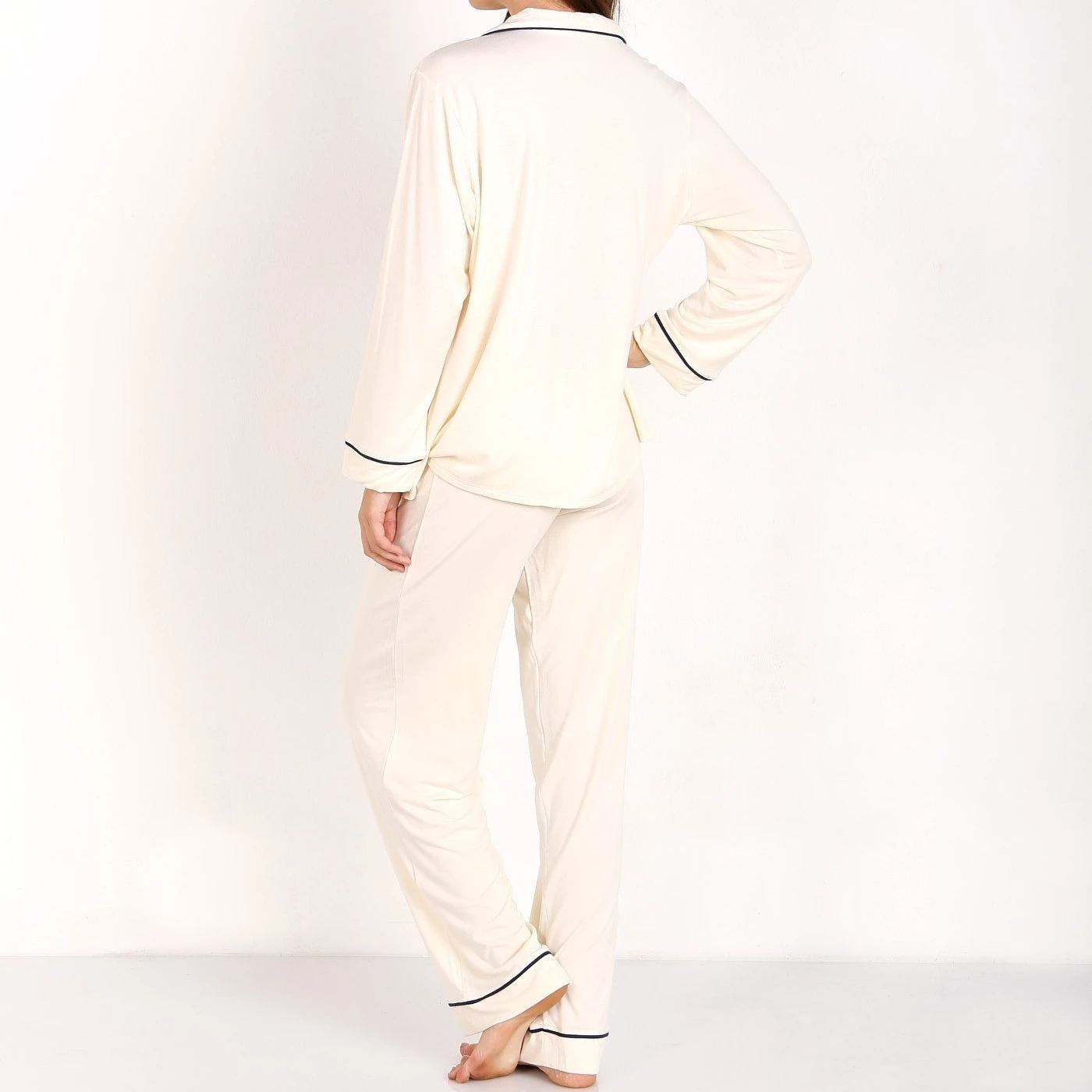 Women Homewear European and American Niche Wholesale Modal Pajama Set Light Luxury Simple Pajamas Women