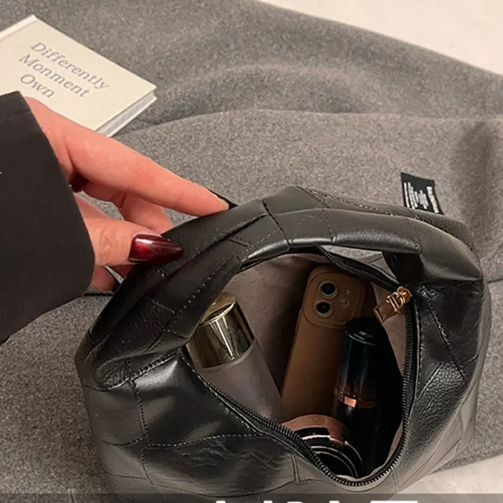 أزياء بو نسج حقيبة مبطن نمط الأحمر بو الجلود حقيبة يد عصرية حقيبة الهلال الأسود يشكلون حقيبة #5