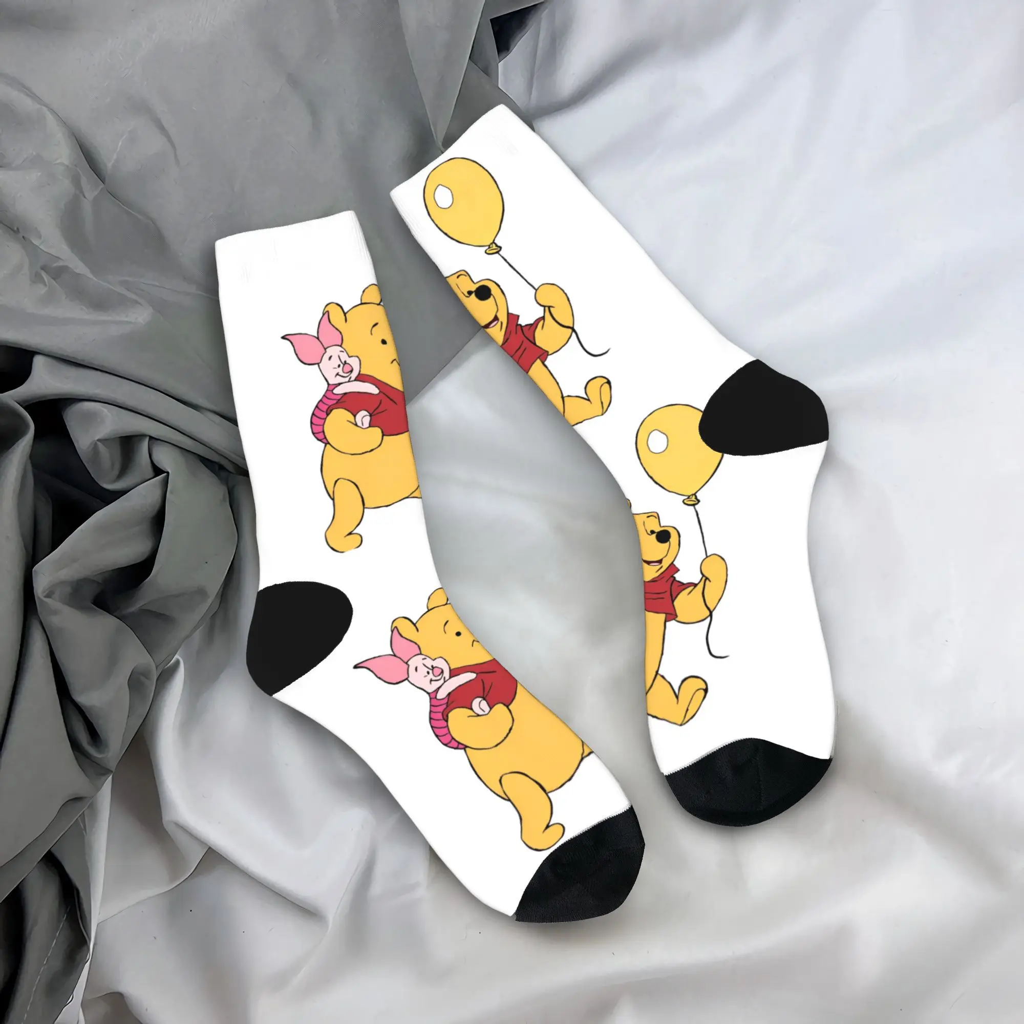 Men Socks Winnie the Pooh and Piglet  Stockings Autumn Modern Breathable Socks Printed Running Sports Anti Slip Socks