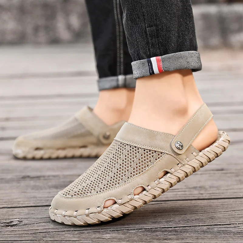 Outdoor Men Leather Sandals for Men Beach Shoes Roman mens Shoes