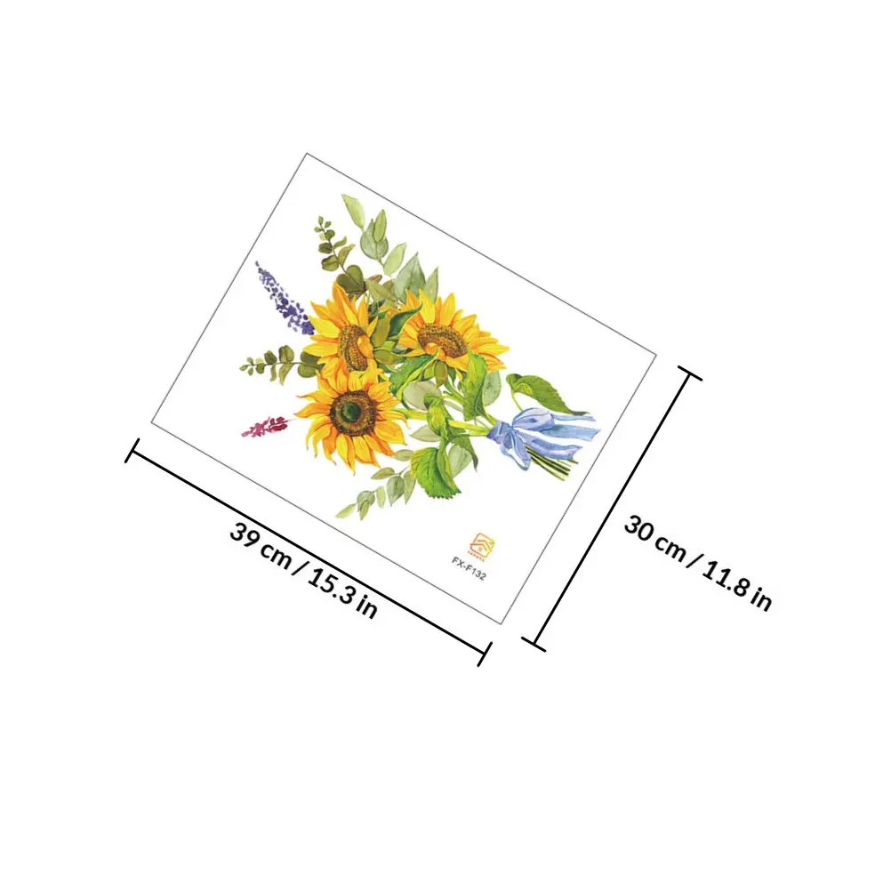 2 Sheets Bedroom Wall Stickers Exquisite Sunflower Home Decor Decals Background Decorative view 2