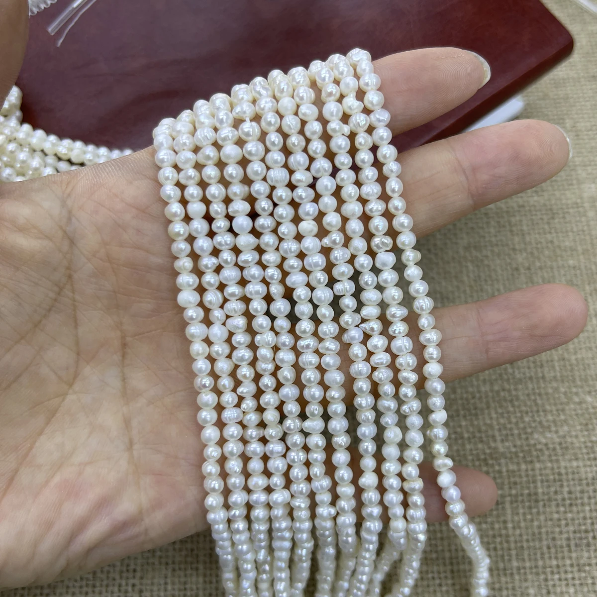 

3-4mm A Natural Freshwater White Near Round Pearl Isolation Bead Jewelry Make DIY Necklace Bracelet Accessories Women Wedding