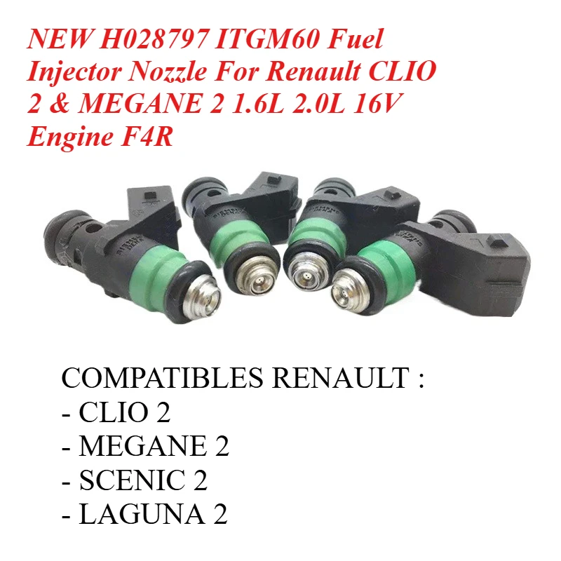 H028797 ITGM60 Inyector de Combustible para Renault CLIO 2 y MEGANE 2 1.6L 2.0L 16V Motor F4R