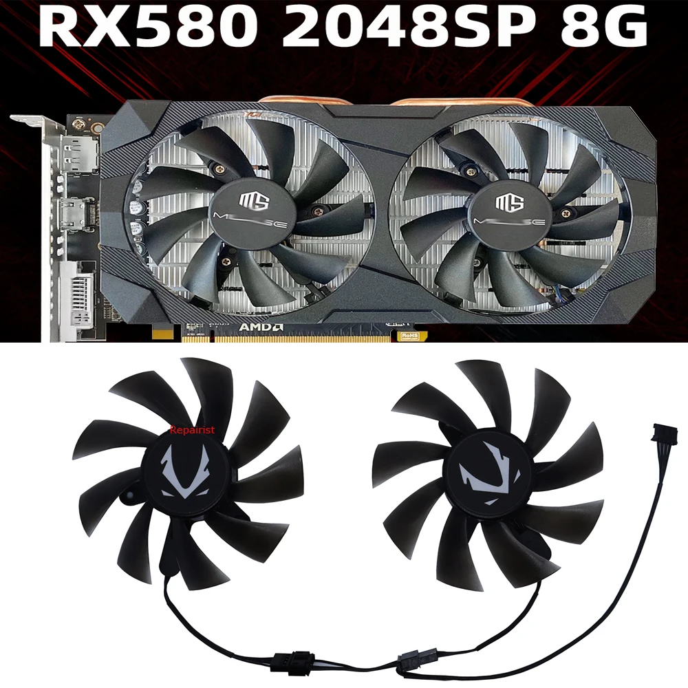Video Cards Cooling VGA Cooler Video Card Fan For MLLSE RX580 RX 580 8GB RX580 Gaming GDDR5,2Pcs/Set,PLA09215B12H,XY-D09015B
