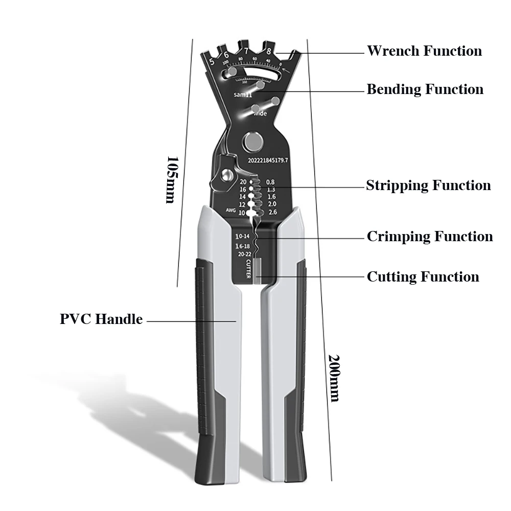 5 in 1 Stripping Crimping Pliers Wire Stripper Multifunctional Ring Crimpper Electrician Peeling Network Cable Stripper Tool