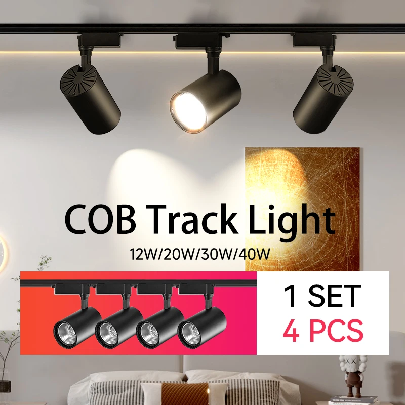 Set Led Track Lights Fixture 12/20/30/40W COB Ceiling Spot Light Led 220V Track Lamp Home Lighting For Living Room Clothing Shop