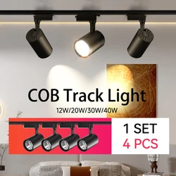 Set Led Track Lights Fixture 12/20/30/40W COB Ceiling Spot Light Led 220V Track Lamp Home Lighting For Living Room Clothing Shop