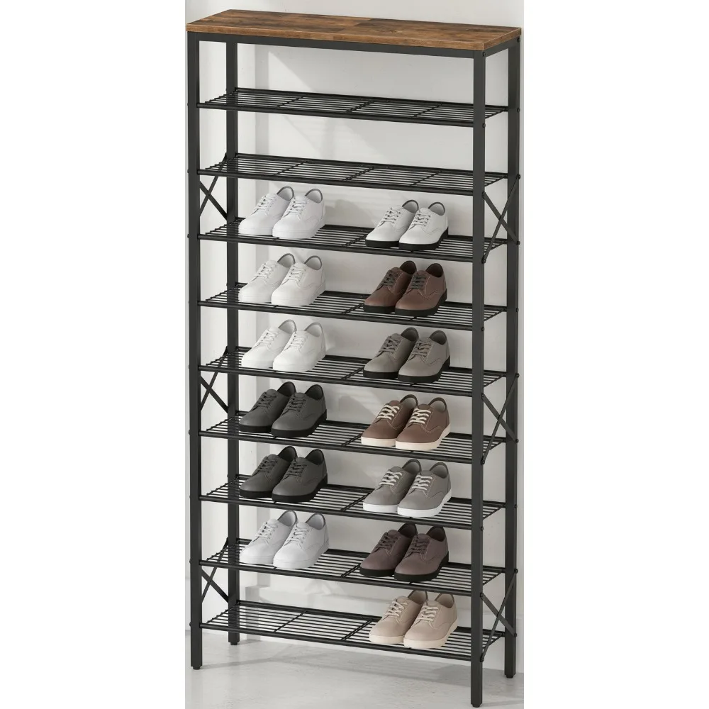 

10-Tier Shoe Rack Organizer, Large Capacity Holds 40 Pairs, Sturdy Metal Frame for Entryway Hallway Closet Dorm Room Storage
