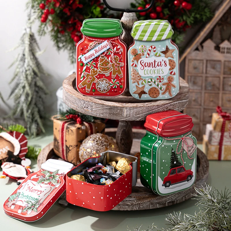 1 stücke zufällig Weihnachten Blechdose Cookies Süßigkeiten Lagerung Box Schokolade Geschenk Metall Blechdose Weihnachten Party Dekoration Neue jahr