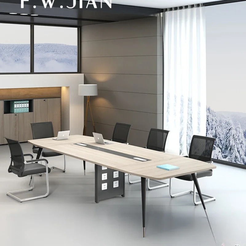 Simple modern conference table long office small long training table negotiation table and chair combination office