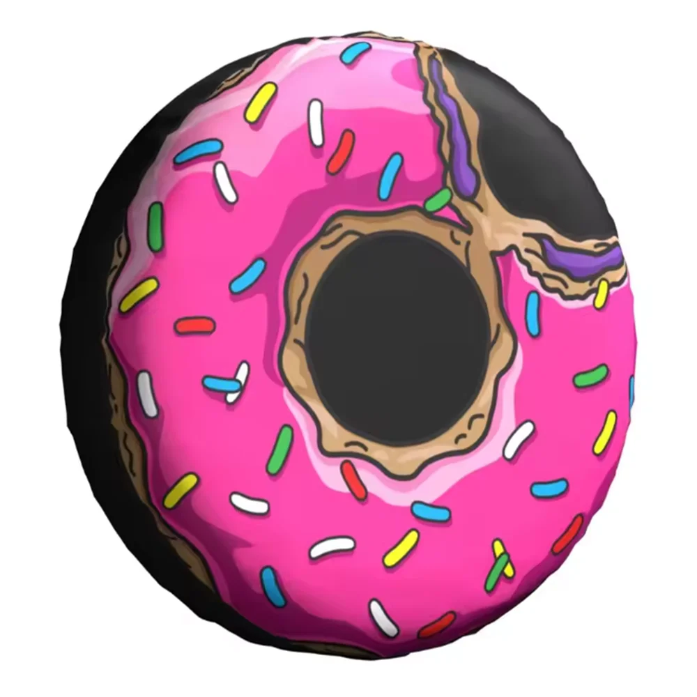 1Pcs Car PU Leather Spare Tire Cover  Doughnut Chocolate Donut Cream Cookies Design For Suzuki Toyota Jeep Wheel Accessories