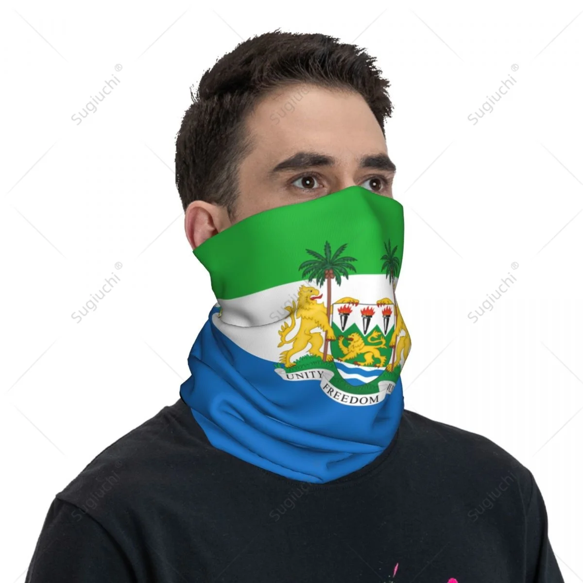 Unisex Sierra Leone Flag Neckerchief Scarf Neck Face Mask Scarves Neck Warmer Seamless Bandana Headwear Cycling Hiking