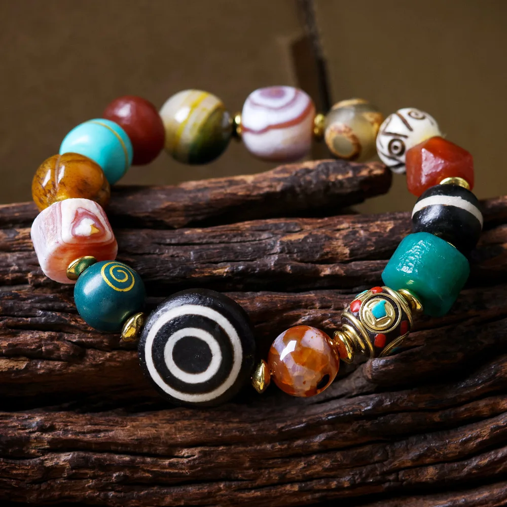 

Original Cultural and Ethnic Style BraceletCultural Duobao Bracelet Gold Ingot Beast Ripple Pattern for Peace Longevity