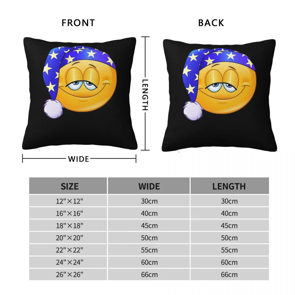 Good Night Emoticon Square Pillowcase Polyester Linen Velvet Pattern Zip Decor Pillow Case Room Cushion Cover