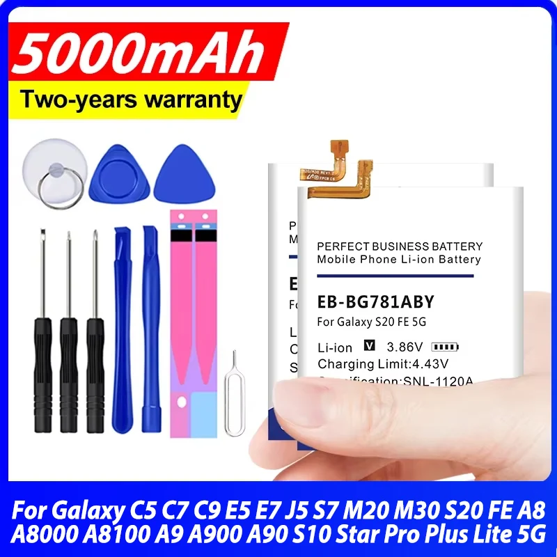 Battery For Samsung Galaxy C5 C7 C9 E5 E7 J5 S7 M20 M30 S20 FE A8 A8000 A8100 A9 A900 A90 S10 Star Pro Plus Lite 5G + Tool Kit