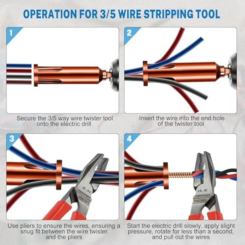 5 Wire Twisting Tool For Drill 3/5 Way Wire Stripping Tool Wire Twister Tool Wire Stripper And Twister Connector Driver