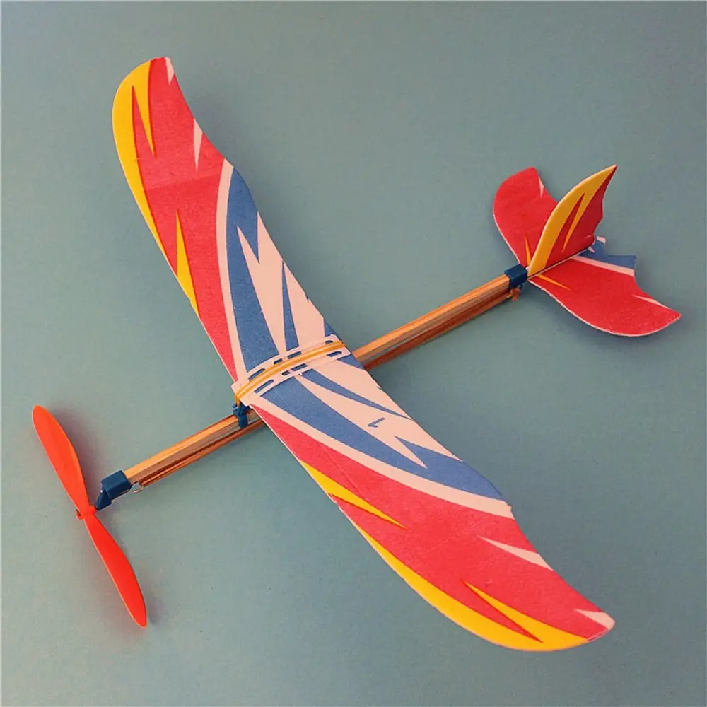 DIY Hand Throw Flying Glider Planes Random Color Assembly Model Toys Elastic Rubber Band Powered Flying Plane Airplane Glider