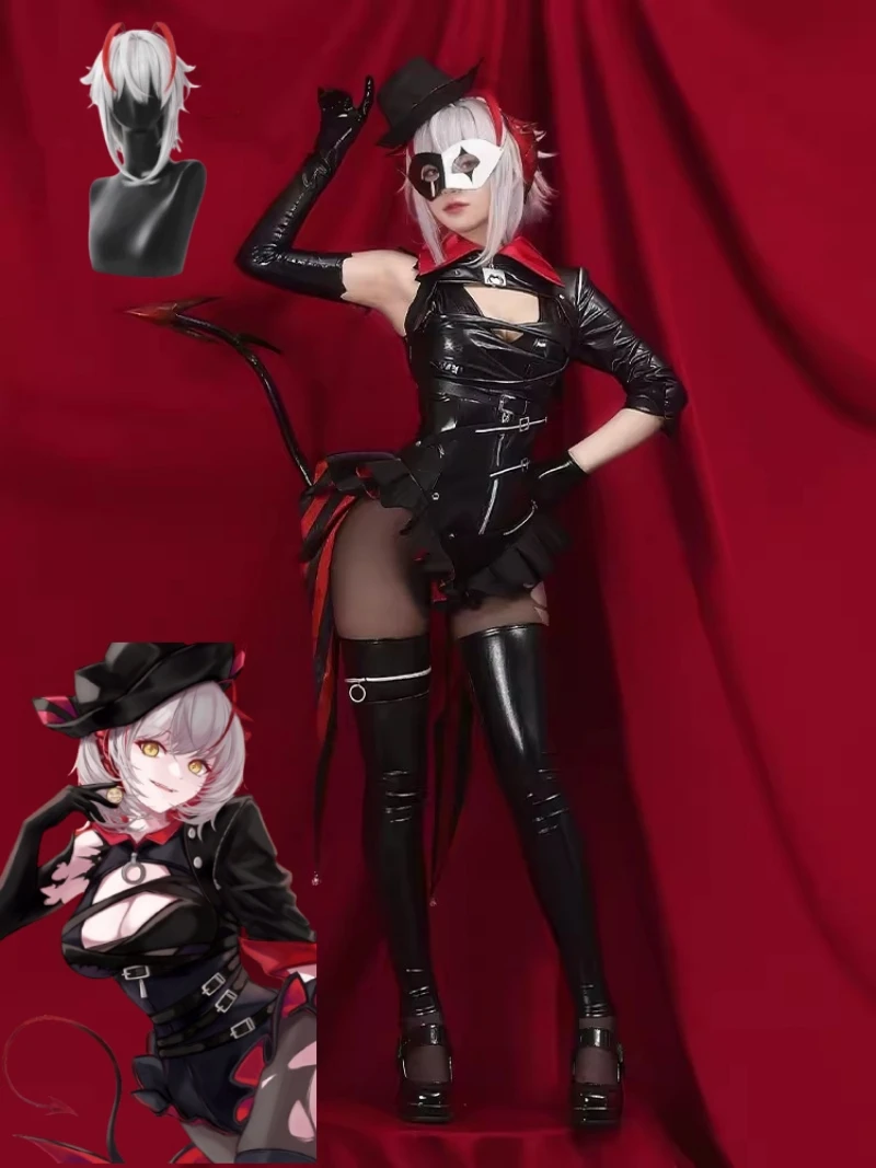 

Женский костюм для косплея arknight W из кожи с искусственным париком