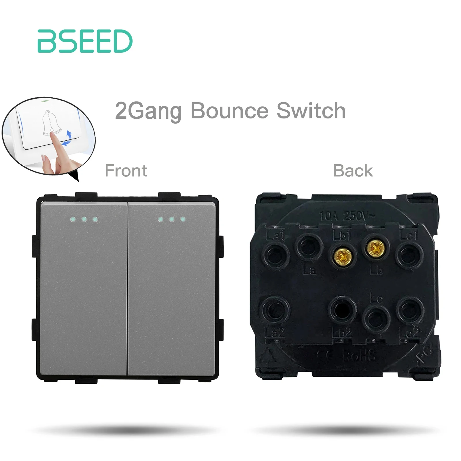 BSEED Mechanische Tastenschalter, EU/FR-Buchse, Typ C, Dual-USB-Buchsen, Funktionsteile, Glas-Buchsenrahmen, DIY, freie Kombination