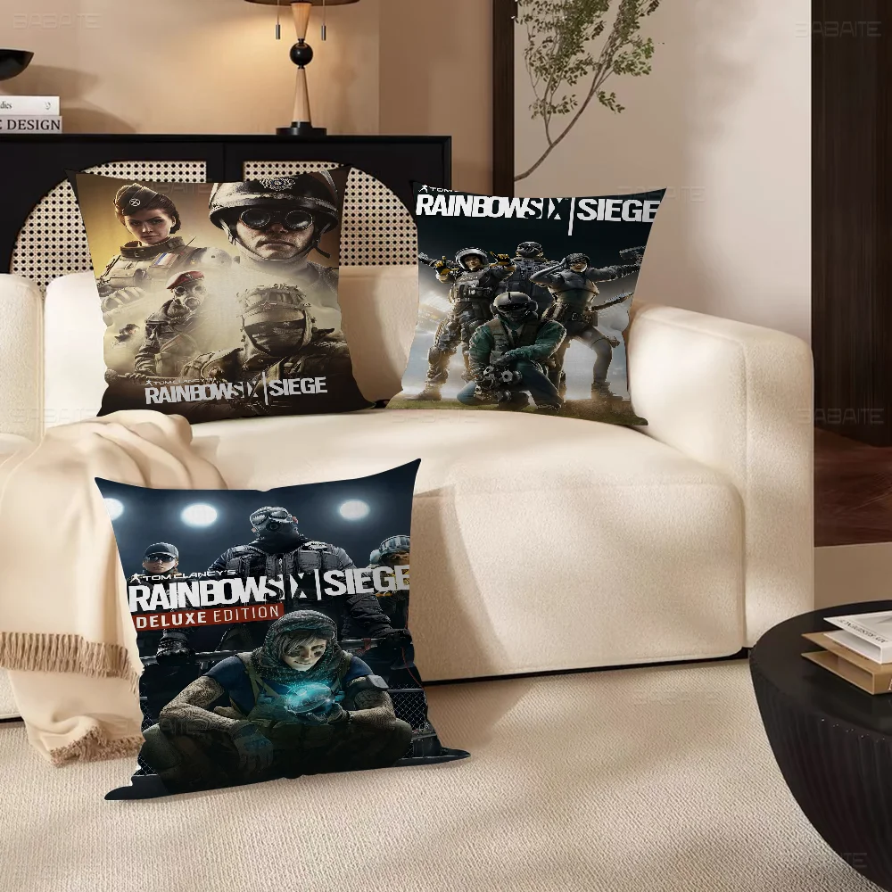 R-R6-R-Rainbows-Six-x-Siege Office Cushion Pillowcase Car Cushion Cover45X45CM Lumbar Pillowcase Sofa Pillowcover