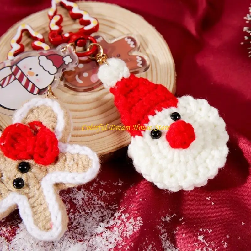 Christmas Spirit Santa Holder Christmas Handmade Keychain Soft Touch Wool Alloy Sturdy Festival Decors