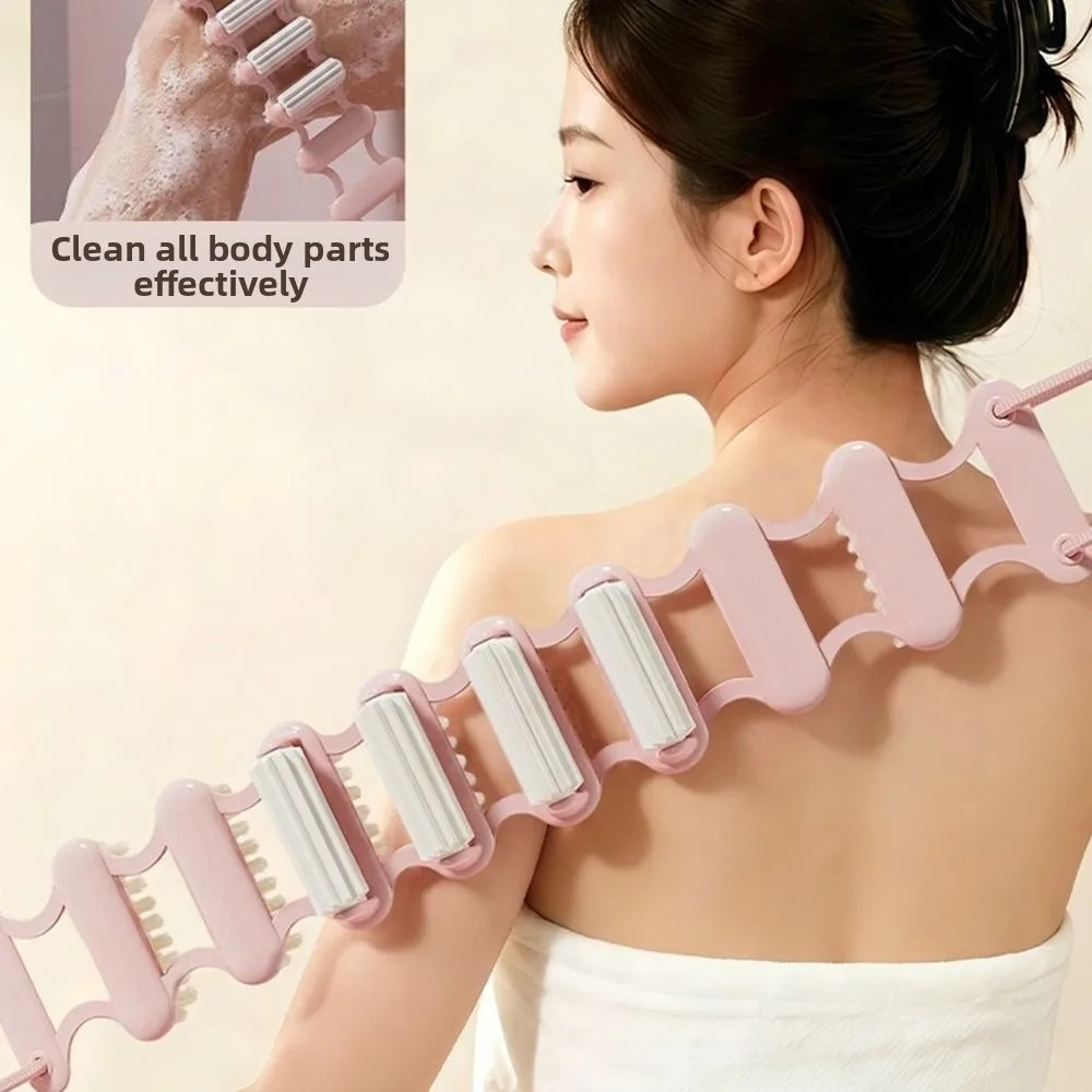 Bath Rub Towel 2-in-1 Rubbing Back Strip Double-sided Extended Back Scrubber Massager Reusable Widening Bath Brush Bathing